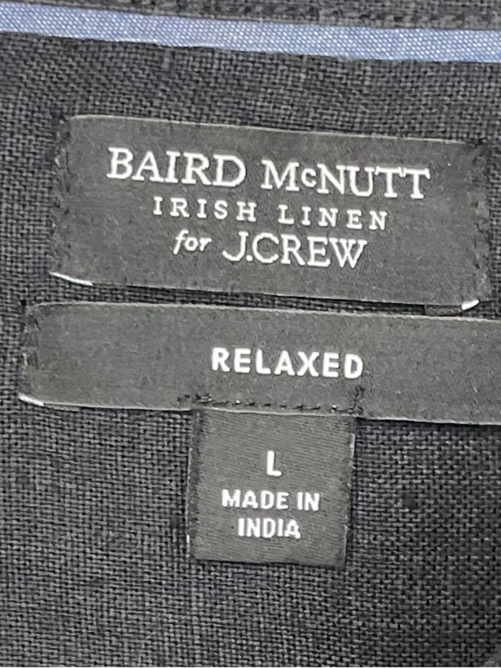 J Crew Irish Linen Baird McNutt Relaxed Fit Short-Sleeve Shirt - Black - Size L